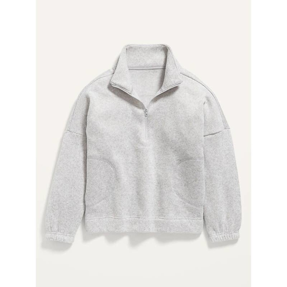 Oversized Mock-Neck Sweater-Fleece 1/2-Zip Pullover Girls